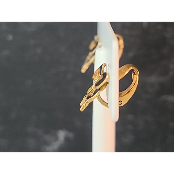 Enamel Butterfly Gold Tone Metal Butterfly Shaped Clip-on Earrings Vintage - Picture 4 of 10